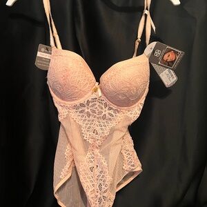 Daisy Fuentes Pink Lace Bodysuit